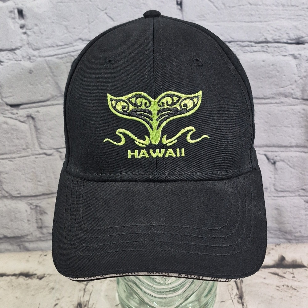 Hawaii Souvenir Ball Cap Embroidered Whale Tail Logo Black‎ Strapback Hat